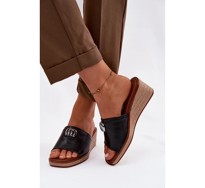 Dámské pantofle na platformě s   Černé model 22101421 - SERGIO LEONE