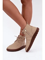 Dámské kožené barefoot polobotky s izolací model 22366434 béžové - Zazoo Dámské kožené barefoot polobotky s izolací model 22366434 béžové - Zazoo