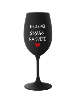 NEJLEPŠÍ SESTŘE NA SVĚTĚ - černá sklenice na víno 350 ml