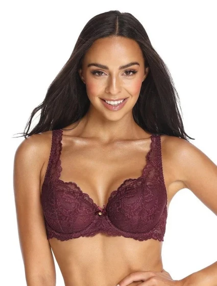 Vyztužená dámská podprsenka Cora model 18351650 bordó - Mat