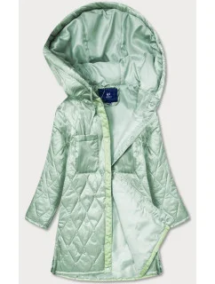 Dámska prešívaná oversize bunda v mätovej farbe s kapucňou (ag5-010)