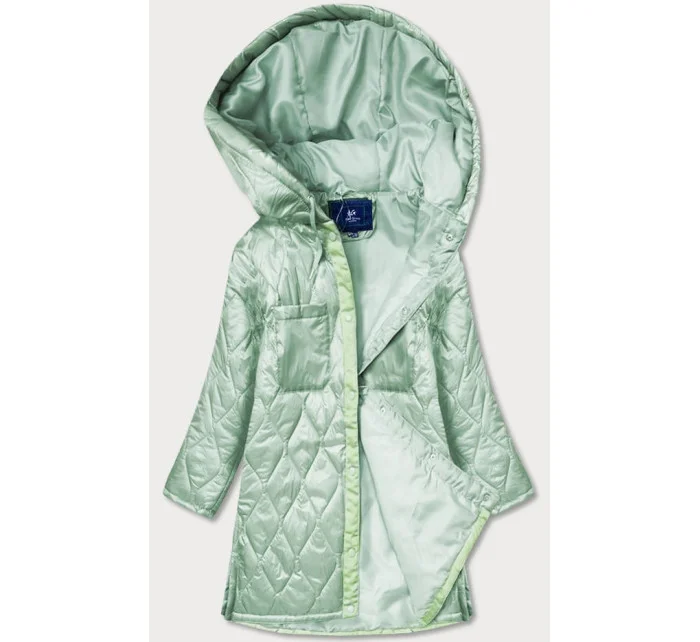 Dámska nadrozmerná prešívaná bunda s kapucňou v mätovej farbe (ag5-010)