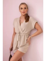 Krátký overal model 19780121 v pase béžový - K-Fashion
