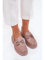 Mokasyny Damskie Eko Skórzane Z Ozdobnym Detalem Khaki Seftass