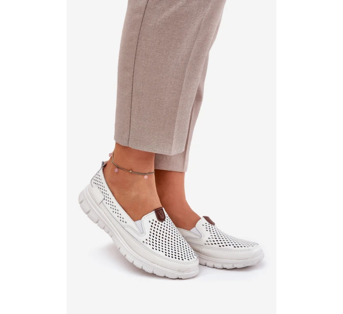 Ażurowe Baleriny Ze Skóry Naturalnej Vinceza 95336 Białe