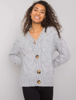 Dámsky sveter s gombíkmi - sivý