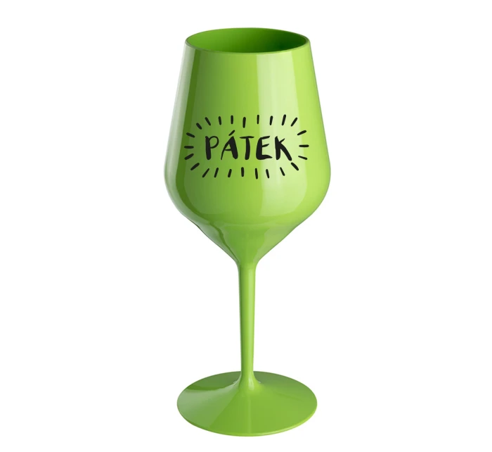 PÁTEK - zelená nerozbitná sklenice na víno 470 ml
