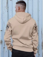 Pánská mikina s kapucí béžová model 21980053 - Dstreet