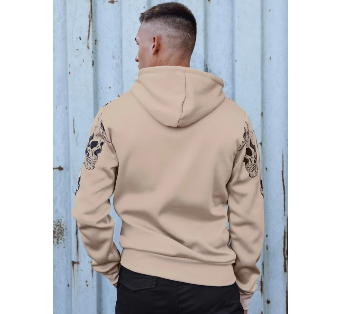 Pánská mikina s kapucí béžová model 21980053 - Dstreet