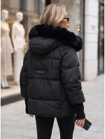 Pikowana kurtka damska zimowa z futerkiem czarna FashionStreet TY5741 Pikowana kurtka damska zimowa z futerkiem czarna FashionStreet TY5741