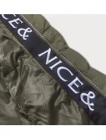 Péřová dámská bunda v khaki barvě pro přechodné období model 17729169 - LHD Péřová dámská bunda v khaki barvě pro přechodné období model 17729169 - LHD