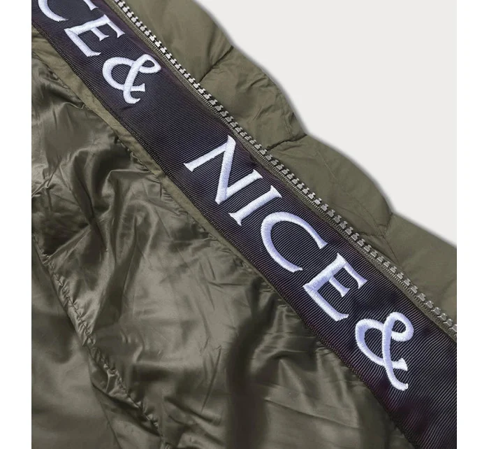 Péřová dámská bunda v khaki barvě pro přechodné období model 17729169 - LHD Péřová dámská bunda v khaki barvě pro přechodné období model 17729169 - LHD