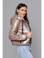 Krátka dámska bunda vo farbe cappuccino (B8138-12)