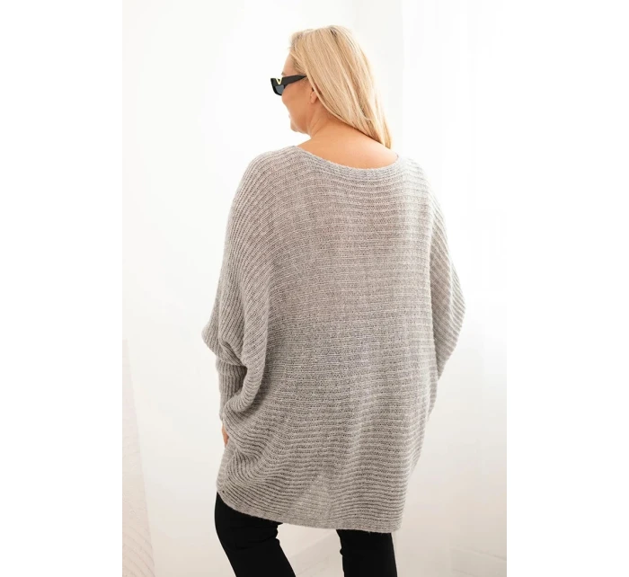 Dámský svetr Plus Size s  šedý model 21397625 - K-Fashion