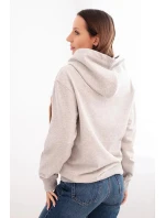 Dámska mikina s kapucňou a klokankou z bavlny svetlo sivá