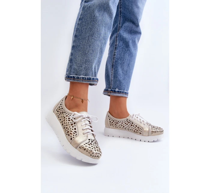 Kožené Polobotky Na Platformě Bežové model 21646202 - Zazoo