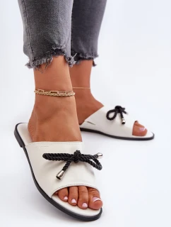 Klapki Damskie Eko Skórzane Big Star NN274067 Białe