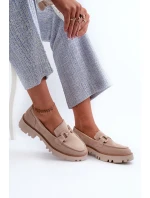 Dámské semišové mokasíny s ozdobou béžové D&A model 21660195 Béžové - S.Barski