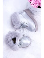 Srebrne Ocieplane Dziecięce Botki Trapery Fobos Srebrne Ocieplane Dziecięce Botki Trapery Fobos