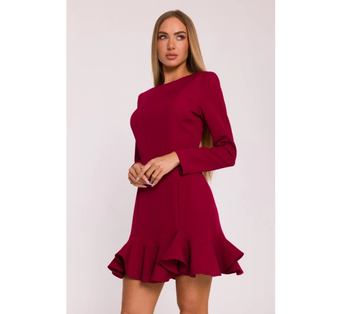 model 21296129 Šaty s volánkovým lemem bordó - Moe model 21296129 Šaty s volánkovým lemem bordó - Moe