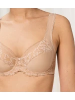 Dámska moderná čipkovaná+bavlnená podprsenka W02 - BROWN - svetlo béžová 00EP - TRIUMPH
