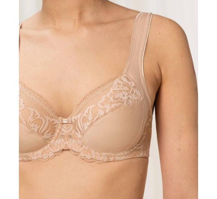 Dámska moderná čipkovaná+bavlnená podprsenka W02 - BROWN - svetlo béžová 00EP - TRIUMPH