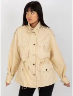 Prechodná bunda s vysokým golierom béžová (MC142)