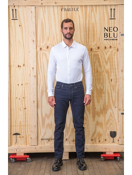 Men Piqué košile s dlouhým rukávem night blue model 22499825 - NEOBLU Men Piqué košile s dlouhým rukávem night blue model 22499825 - NEOBLU