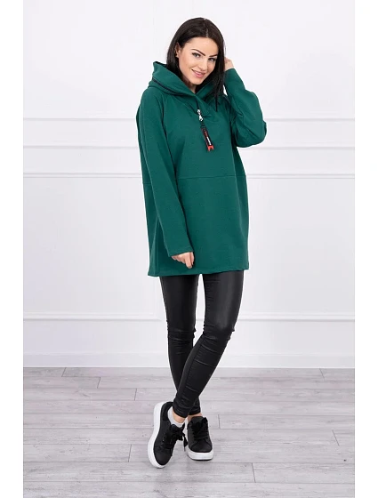 Zelená tunika na zip s kapucí Oversize Zelená tunika na zip s kapucí Oversize