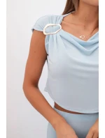 Dámský komplet s sponou a sukní modrý model 21043824 - K-Fashion Dámský komplet s sponou a sukní modrý model 21043824 - K-Fashion