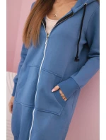 Dámská zateplená mikina s kapucí a zipem džínovina