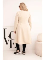 Klasický dámský kabát Plus Size s knoflíky a límcem béžový Klasický dámský kabát Plus Size s knoflíky a límcem béžový
