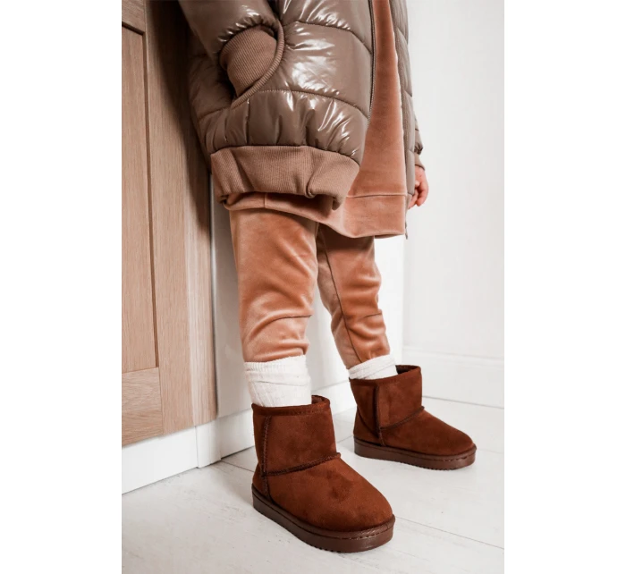 Dziecięce Ocieplane Botki Śniegowce Brązowe Gooby