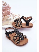 Dětské sandály na suchý zip s pruhy Černá model 21621461 - Boto