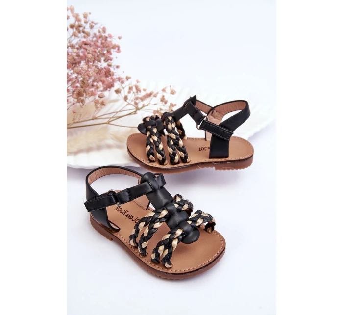 Dětské sandály na suchý zip s pruhy Černá model 21621461 - Boto