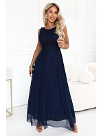 dlouhé maxi šaty s a kulatým výstřihem – tmavě modré model 22275586 - numoco basic dlouhé maxi šaty s a kulatým výstřihem – tmavě modré model 22275586 - numoco basic