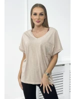 Bavlnená blúzka s vreckami béžová Bavlnená blúzka s vreckami béžová