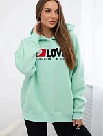 Zateplená bavlnená mikina s kapucňou Love Mint