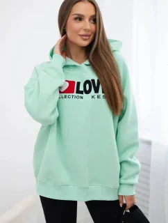 Zateplená bavlnená mikina s kapucňou Love Mint
