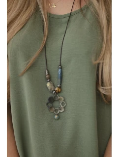 Oversized halenka s přívěskem světlá khaki