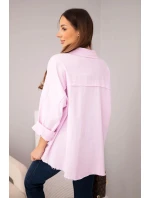 Dámská bavlněná košile s kapsami světle fialová