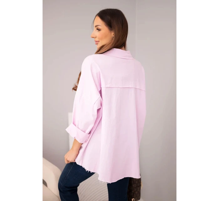 Dámská bavlněná košile s kapsami světle fialová