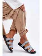 Kožené klasické žabky dámské na suchý zip hnědé model 21628572 - Boto