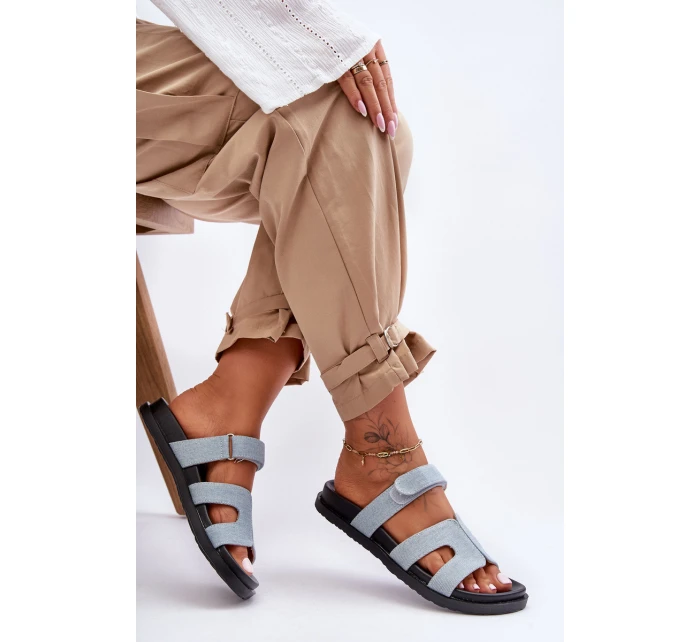 Kožené klasické žabky dámské na suchý zip hnědé model 21628572 - Boto