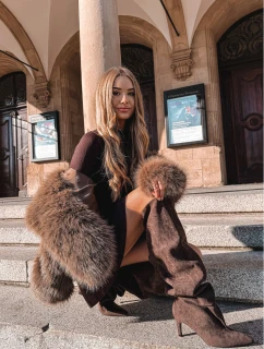 Kozaki Damskie Na Szpilce Wsuwane Czekoladowe Mavilla