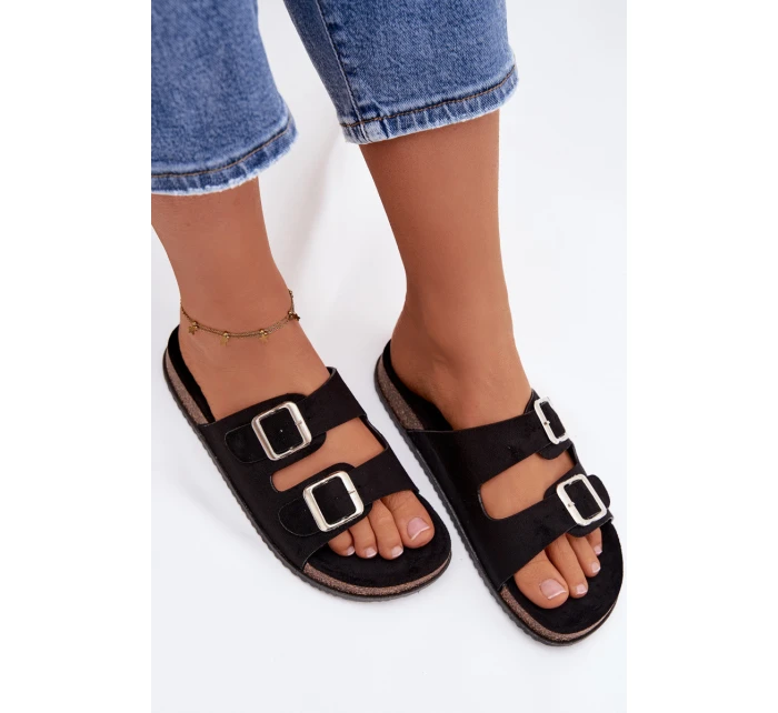 Dámské pantofle s přezkami Černé Oliena