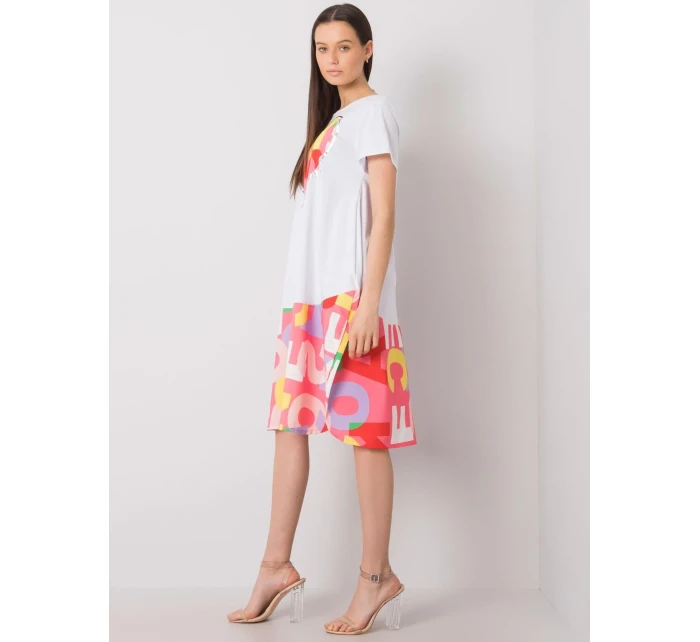 Šaty DHJ SK 13119.26P biela a ružová