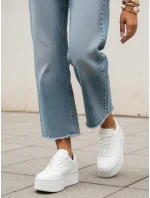 Biele dámske tenisky na hrubej podrážke z imitácie kože FashionStreet ZY1421