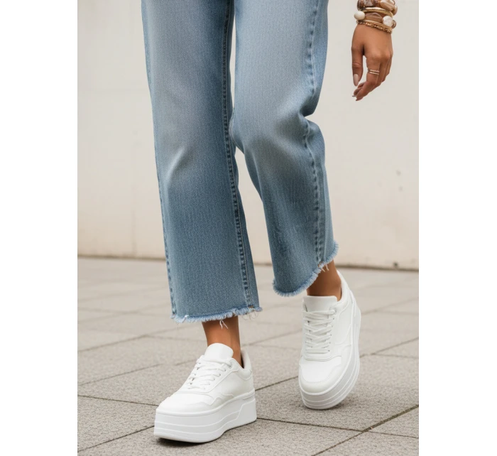 Biele dámske tenisky na hrubej podrážke z imitácie kože FashionStreet ZY1421