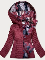 Vínová dámska bunda s kvetovanou podšívkou (SF726)